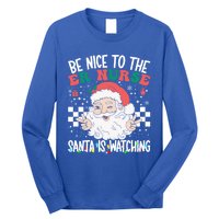 Be Nice To The Er Nurse Santa Is Watching Christmas Nursing Gift Long Sleeve Shirt