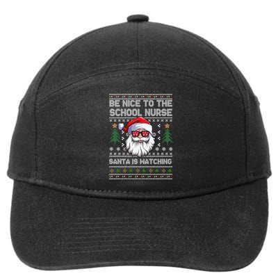 Be Nice To The School Nurse Santa Is Watching Cute Christmas Great Gift 7-Panel Snapback Hat
