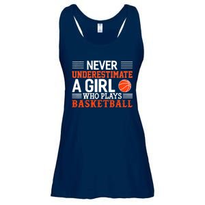 Basketball Never Underestimate A Girl Who Plays Basketball Ladies Essential Flowy Tank