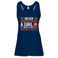 Basketball Never Underestimate A Girl Who Plays Basketball Ladies Essential Flowy Tank