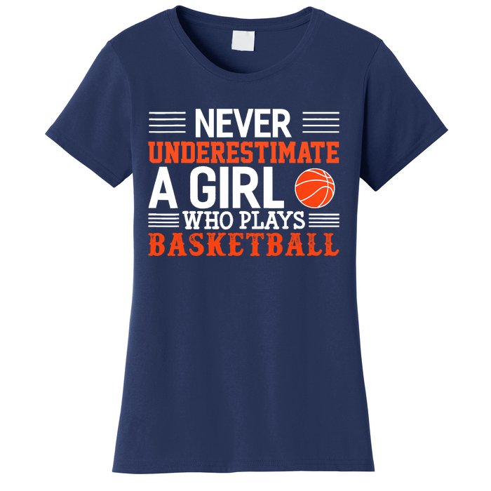 Basketball Never Underestimate A Girl Who Plays Basketball Women's T-Shirt