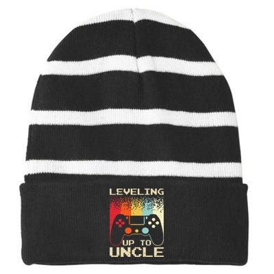 Best New Uncle For Soon To Be Uncle Nephew Gamer Striped Beanie with Solid Band