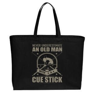 Billiard Never Underestimate An Old Man With A Cue Stick Cotton Canvas Jumbo Tote