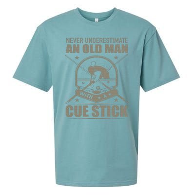 Billiard Never Underestimate An Old Man With A Cue Stick Sueded Cloud Jersey T-Shirt