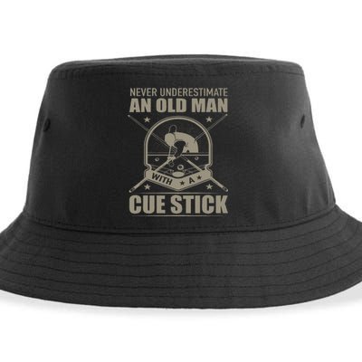 Billiard Never Underestimate An Old Man With A Cue Stick Sustainable Bucket Hat