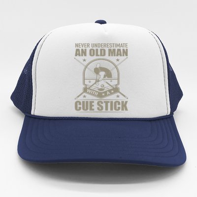 Billiard Never Underestimate An Old Man With A Cue Stick Trucker Hat