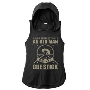 Billiard Never Underestimate An Old Man With A Cue Stick Ladies PosiCharge Tri-Blend Wicking Draft Hoodie Tank