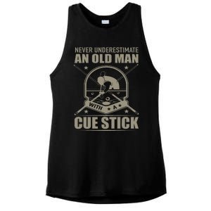 Billiard Never Underestimate An Old Man With A Cue Stick Ladies PosiCharge Tri-Blend Wicking Tank