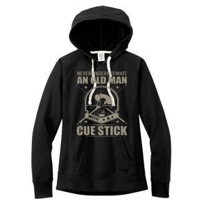 Billiard Never Underestimate An Old Man With A Cue Stick Women's Fleece Hoodie