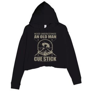 Billiard Never Underestimate An Old Man With A Cue Stick Crop Fleece Hoodie