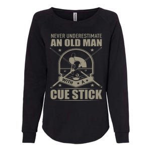 Billiard Never Underestimate An Old Man With A Cue Stick Womens California Wash Sweatshirt