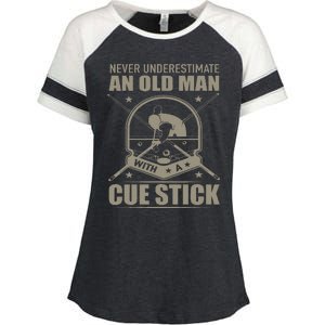 Billiard Never Underestimate An Old Man With A Cue Stick Enza Ladies Jersey Colorblock Tee