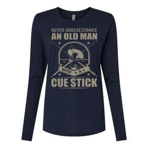 Billiard Never Underestimate An Old Man With A Cue Stick Womens Cotton Relaxed Long Sleeve T-Shirt