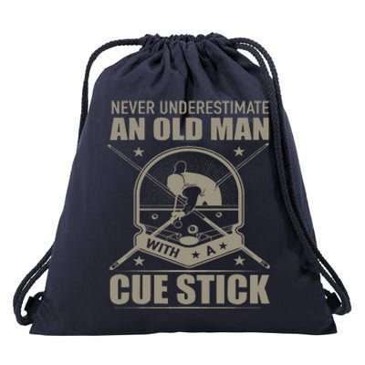 Billiard Never Underestimate An Old Man With A Cue Stick Drawstring Bag