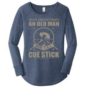 Billiard Never Underestimate An Old Man With A Cue Stick Women's Perfect Tri Tunic Long Sleeve Shirt