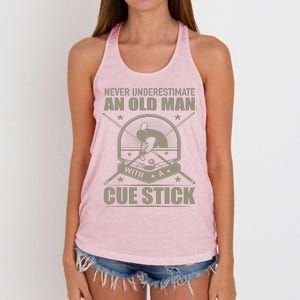 Billiard Never Underestimate An Old Man With A Cue Stick Women's Knotted Racerback Tank