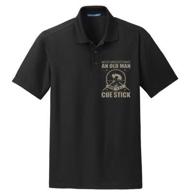 Billiard Never Underestimate an Old Man with a Cue Stick Dry Zone Grid Polo