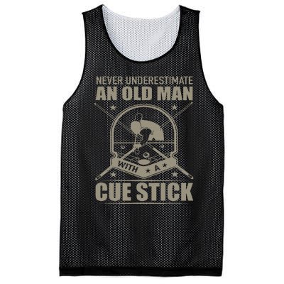 Billiard Never Underestimate an Old Man with a Cue Stick Mesh Reversible Basketball Jersey Tank