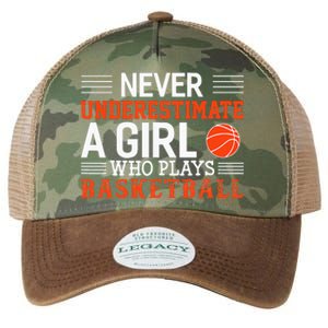 Basketball Never Underestimate A Girl Who Plays Basketball Legacy Tie Dye Trucker Hat