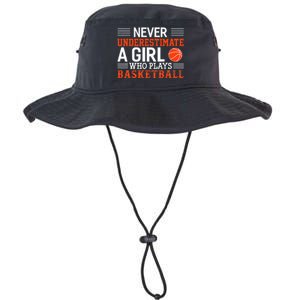 Basketball Never Underestimate A Girl Who Plays Basketball Legacy Cool Fit Booney Bucket Hat