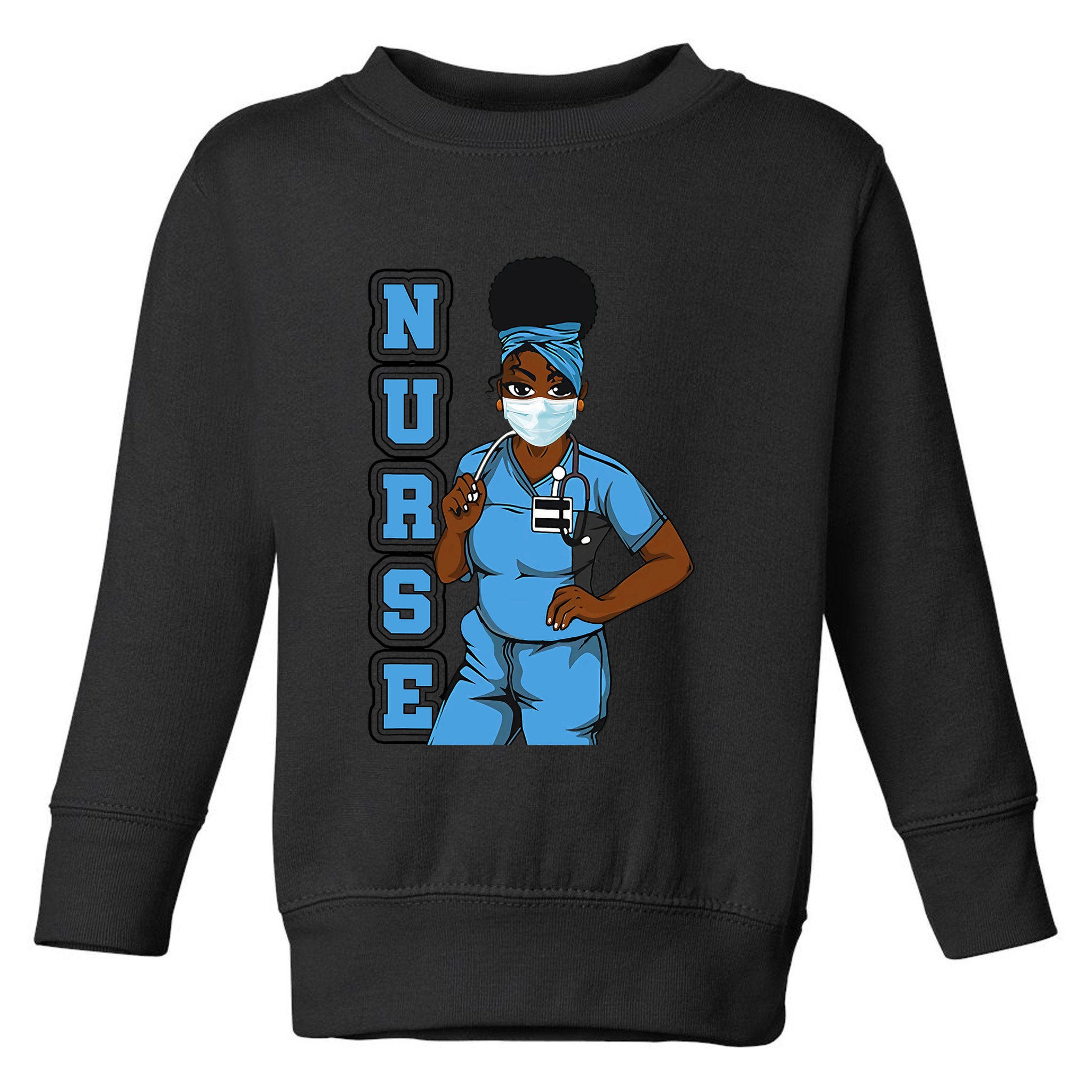 Black Nurse Uniform Face Mask Afro African Women Funny Gift Toddler Sweatshirt