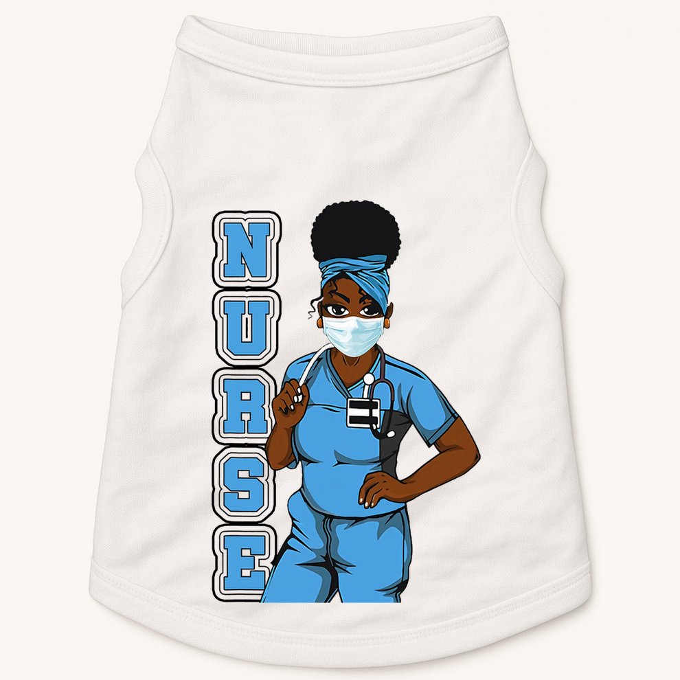 Black Nurse Uniform Face Mask Afro African Women Funny Gift Doggie Tank