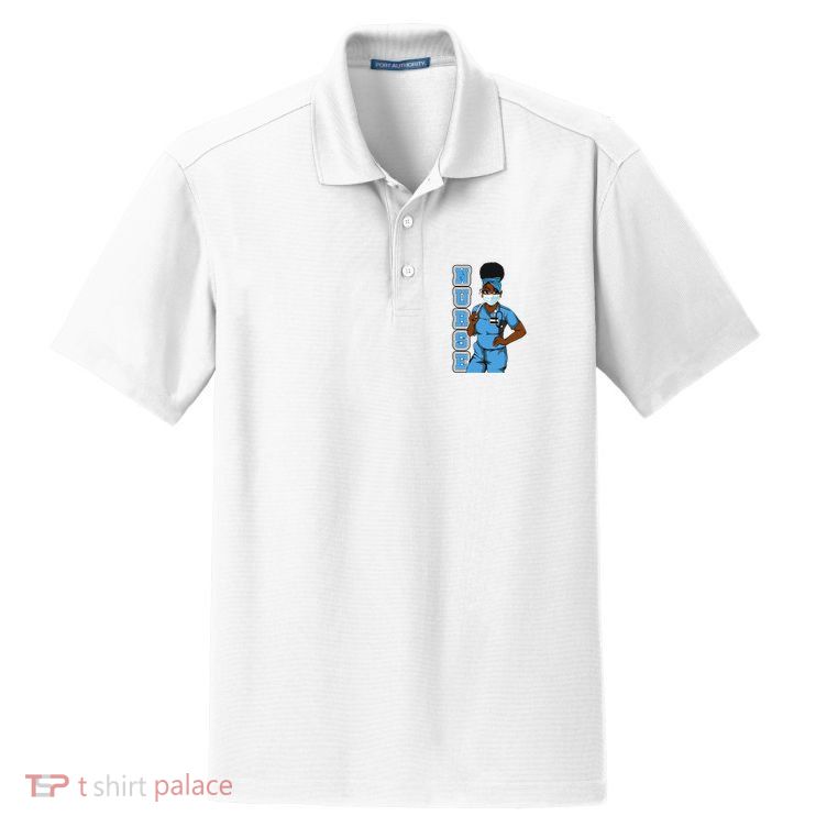 Black Nurse Uniform Face Mask Afro African Women Funny Gift Dry Zone Grid Polo