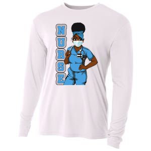 Black Nurse Uniform Face Mask Afro African Women Funny Gift Cooling Performance Long Sleeve Crew