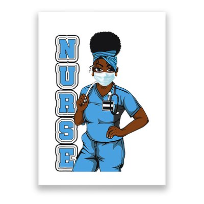 Black Nurse Uniform Face Mask Afro African Women Funny Gift Poster