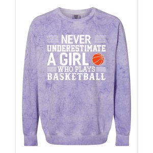 Basketball Never Underestimate A Who Plays Basketball Gift Colorblast Crewneck Sweatshirt