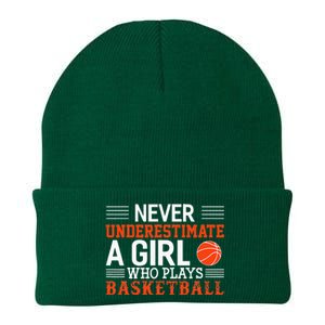 Basketball Never Underestimate A Girl Who Plays Basketball Knit Cap Winter Beanie