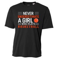 Basketball Never Underestimate A Girl Who Plays Basketball Cooling Performance Crew T-Shirt