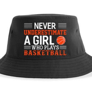 Basketball Never Underestimate A Girl Who Plays Basketball Sustainable Bucket Hat