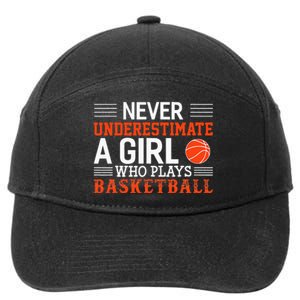 Basketball Never Underestimate A Girl Who Plays Basketball 7-Panel Snapback Hat