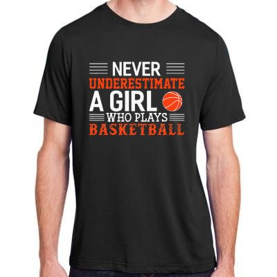 Basketball Never Underestimate A Girl Who Plays Basketball Adult ChromaSoft Performance T-Shirt