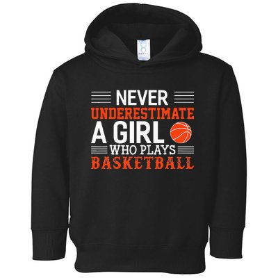 Basketball Never Underestimate A Girl Who Plays Basketball Toddler Hoodie