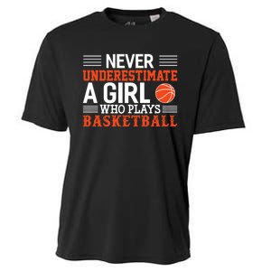 Basketball Never Underestimate A Girl Who Plays Basketball Cooling Performance Crew T-Shirt