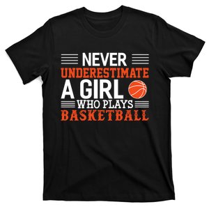 Basketball Never Underestimate A Girl Who Plays Basketball T-Shirt