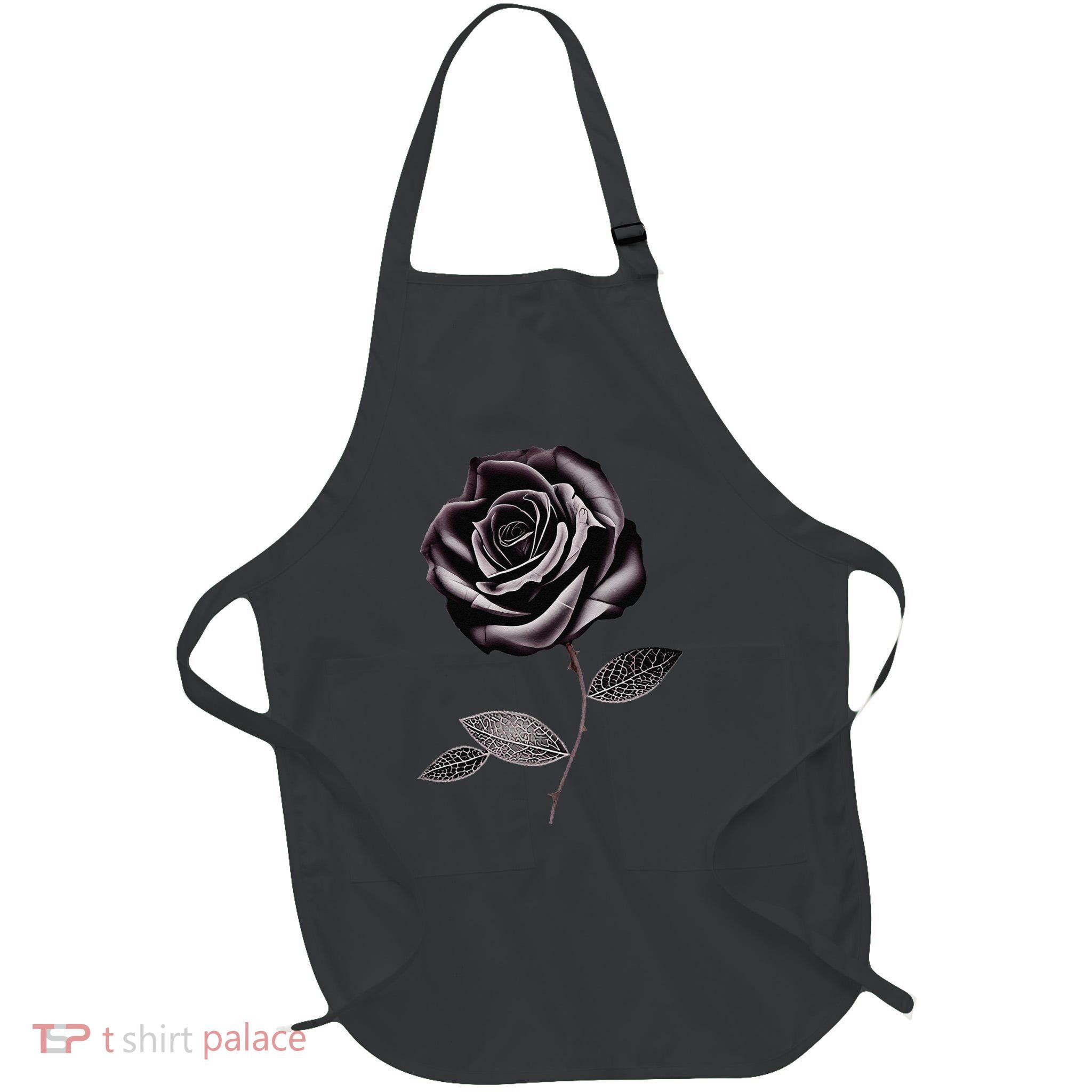 Beautiful Nocturne Velvet Rose Flower Elegant Floral Art Full-Length Apron With Pockets