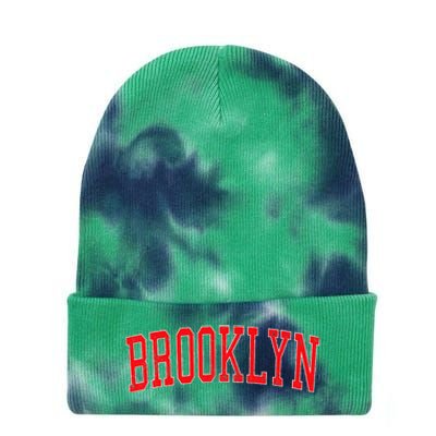 Brooklyn Ny Varsity Style Red Text Tie Dye 12in Knit Beanie