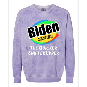 Biden Now With More Sniffing Power The Quicker Sniffer Upper Colorblast Crewneck Sweatshirt