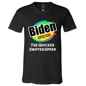 Biden Now With More Sniffing Power The Quicker Sniffer Upper V-Neck T-Shirt