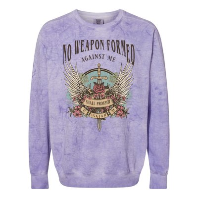 Boho No Weapon Formed Against Me Shall Prosper Christian Colorblast Crewneck Sweatshirt