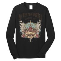 Boho No Weapon Formed Against Me Shall Prosper Christian Long Sleeve Shirt