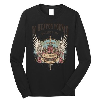 Boho No Weapon Formed Against Me Shall Prosper Christian Long Sleeve Shirt