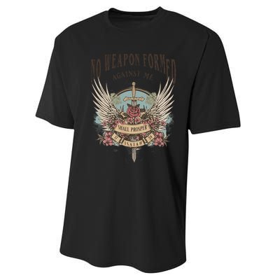 Boho No Weapon Formed Against Me Shall Prosper Christian Performance Sprint T-Shirt