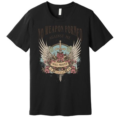 Boho No Weapon Formed Against Me Shall Prosper Christian Premium T-Shirt