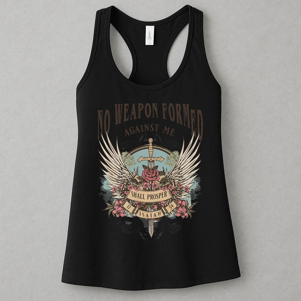 Boho No Weapon Formed Against Me Shall Prosper Christian Womens Tank Top