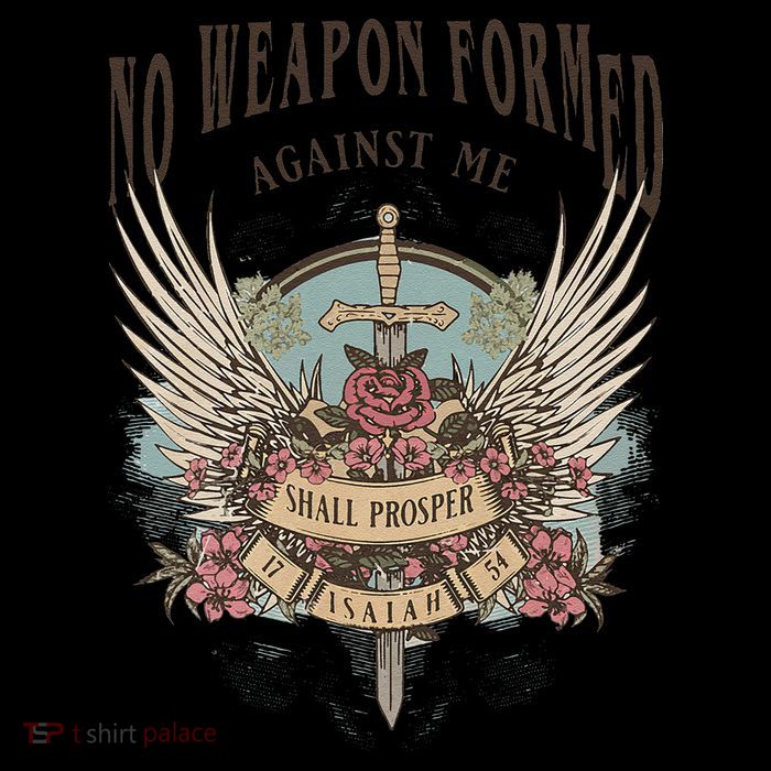 Boho No Weapon Formed Against Me Shall Prosper Christian Pom Pom 12in Knit Beanie