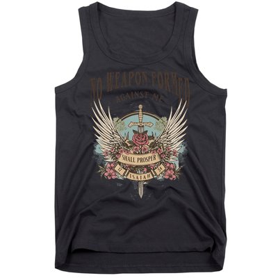 Boho No Weapon Formed Against Me Shall Prosper Christian Tank Top